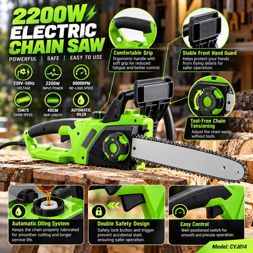 2200W Electric Chain Saw (Model: CYJ014)