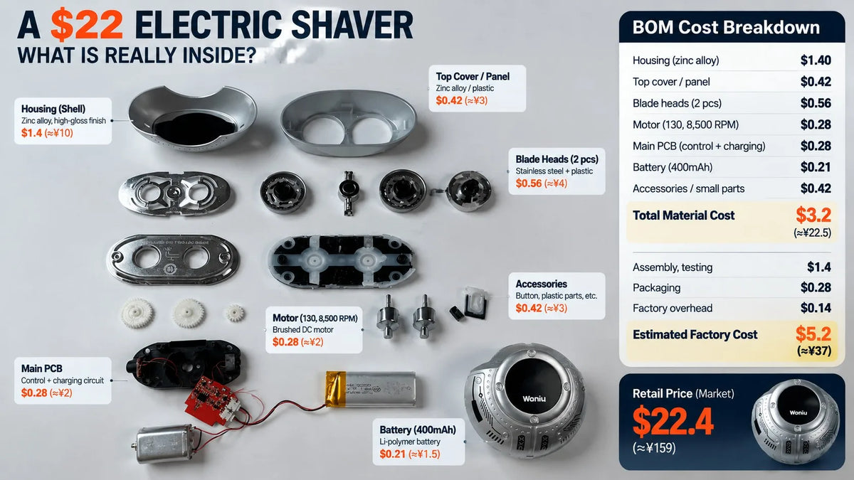 Inside a $22 Electric Shaver: Real BOM Cost Breakdown from China Manufacturing