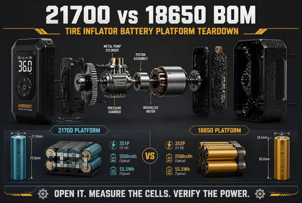Portable Tire Inflator Teardown: 21700 vs 18650 BOM