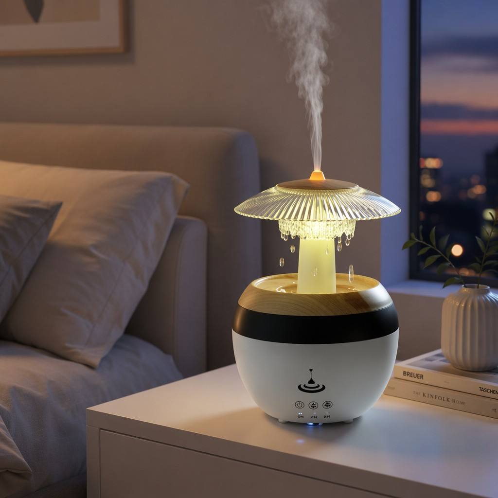 Mushroom Rain Cloud Humidifier with LED Night Light