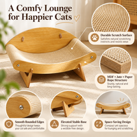Curved Cat Scratcher Lounge with Wooden Base (MPJ025) - product image 1