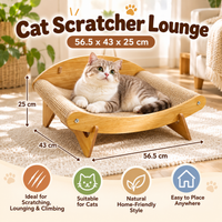 Curved Cat Scratcher Lounge with Wooden Base (MPJ025) - product image 2