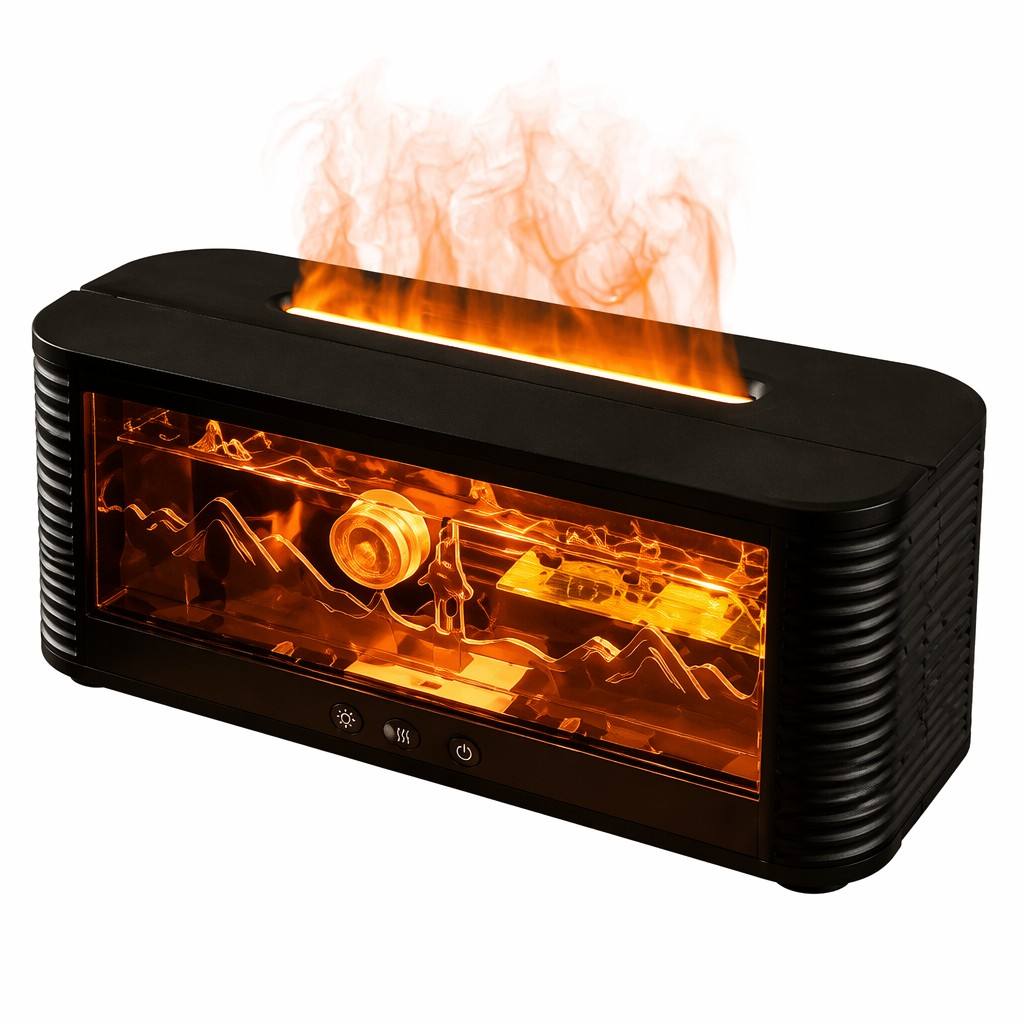 Black Flame Mist Diffuser with Mountain Landscape