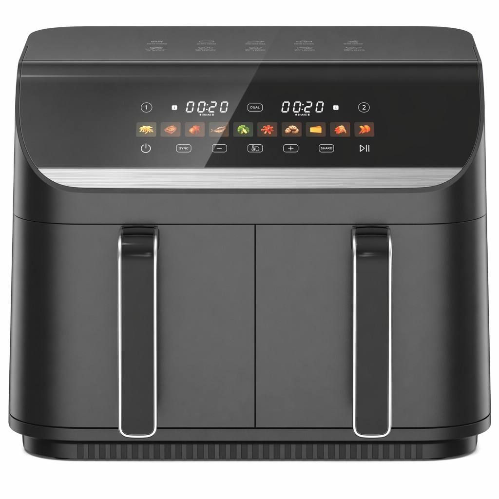 Dual-Basket Air Fryer - 10 Presets with DUAL Mode