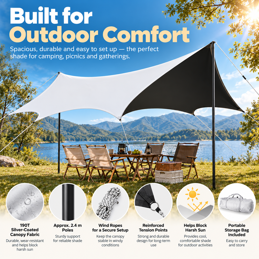 4.4 × 4.4 m Butterfly Camping Canopy Tarp
