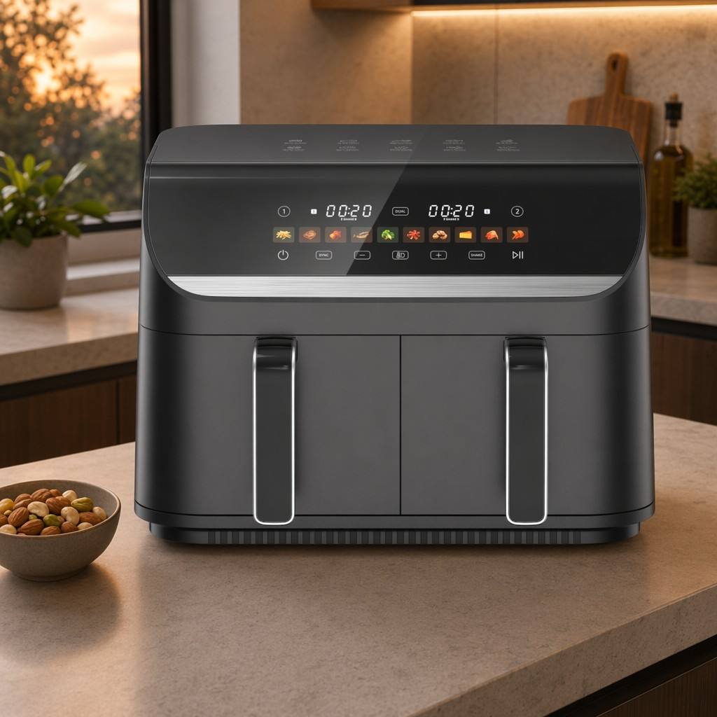 Dual-Basket Air Fryer - 10 Presets with DUAL Mode