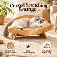 Curved Cat Scratcher Lounge with Wooden Base (MPJ025) - product image 4