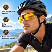 Bluetooth Audio Sports Glasses EGL030 worn by a cyclist; TAC polarized lens and 33g sports design