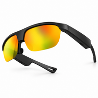Bluetooth Audio Sports Glasses EGL030 in black with orange-yellow mirrored TAC lens, studio view