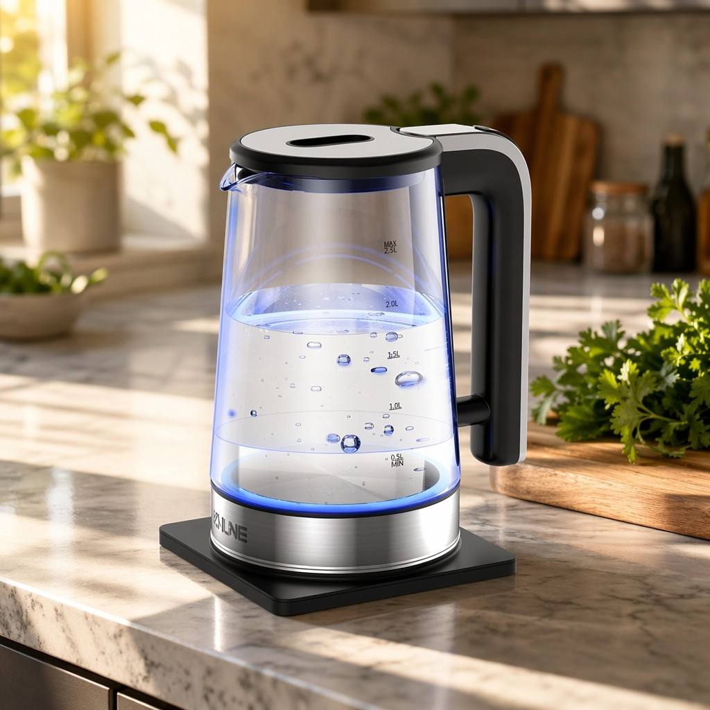 Glass Electric Kettle with Blue LED - 2.5L