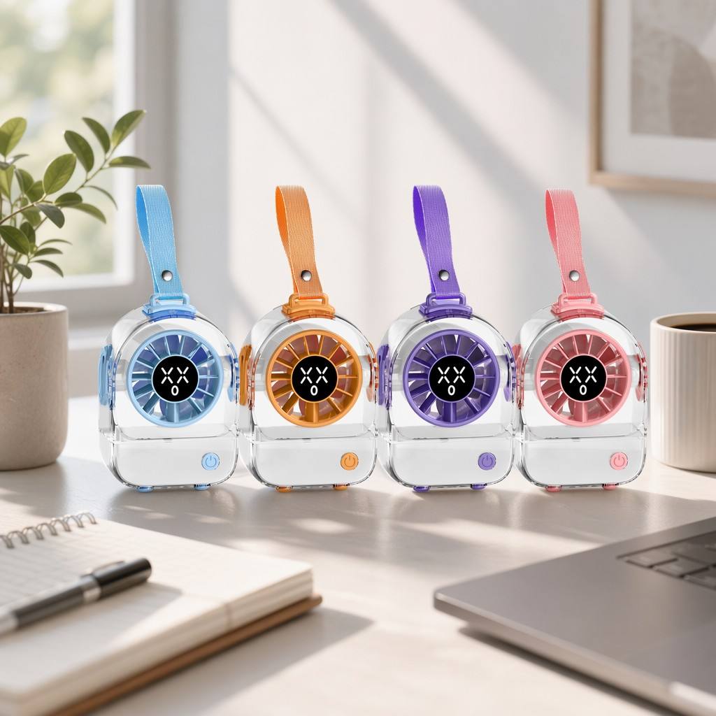 Mini Clip-On Portable Fan with Lanyard - 4 Colors