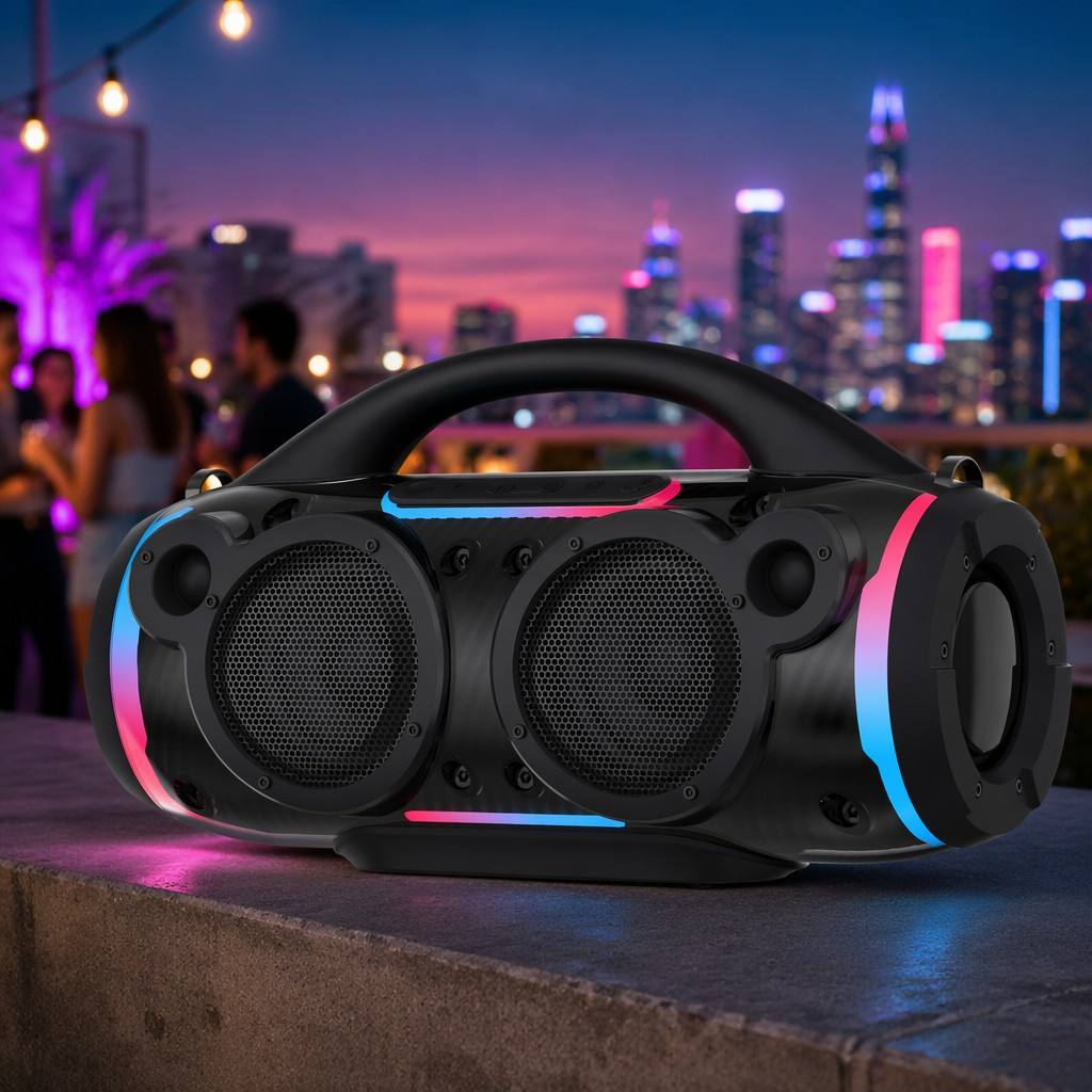 Portable Party Boombox - Full RGB LED Bluetooth Speaker