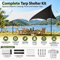4.4 × 4.4 m Butterfly Camping Canopy Tarp — HWY060