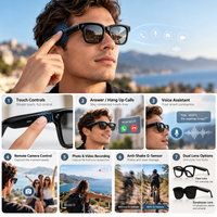 Smart Camera Audio Glasses EGL032 feature graphic: touch controls and G-sensor anti-shake