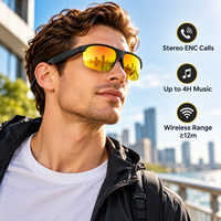 Bluetooth Audio Sports Glasses EGL030 at a waterfront; stereo ENC calls and 12m wireless range
